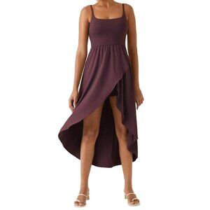 Halara Breezeful High Low 2-Piece Flowy Midi Quick Dry Dress Purple Medium